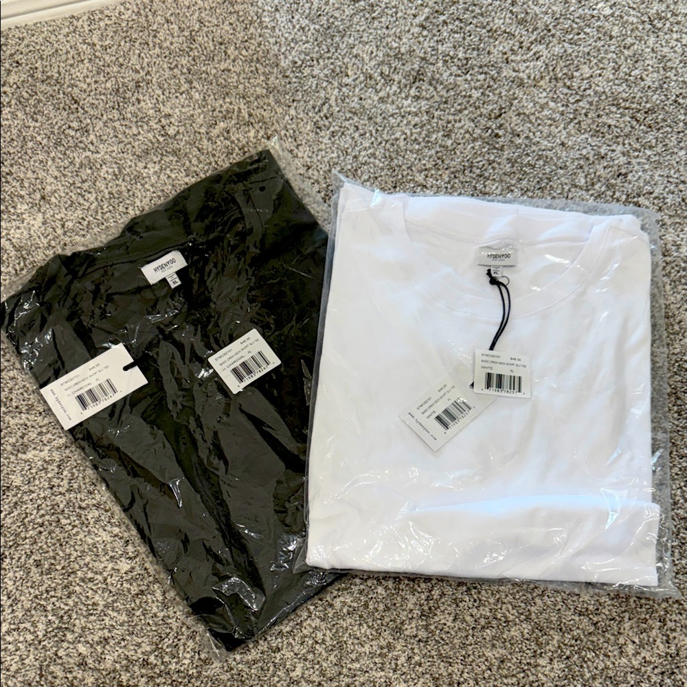 NWT Men's Basic Crew Neck Short Sleeve Tees - Black and White Sz XL